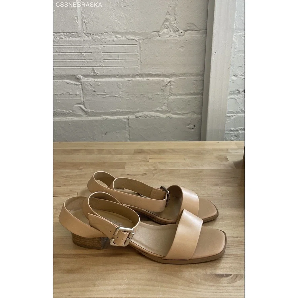 City Classified Beige‎ womens lock heel sandals - Size 10